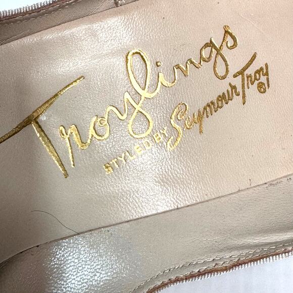 VINTAGE 50s Troylings‎ by Seymour Troy Heels Size 9 Coquette Metallic Pink Bow - Picture 8 of 14